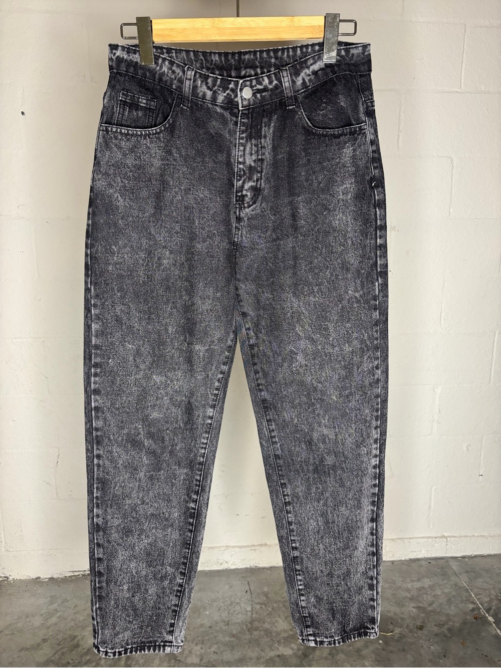 SHEIN Y2K Black Acid Wash Wide Leg Tapered Mid High Rise Jeans (US) Size 5